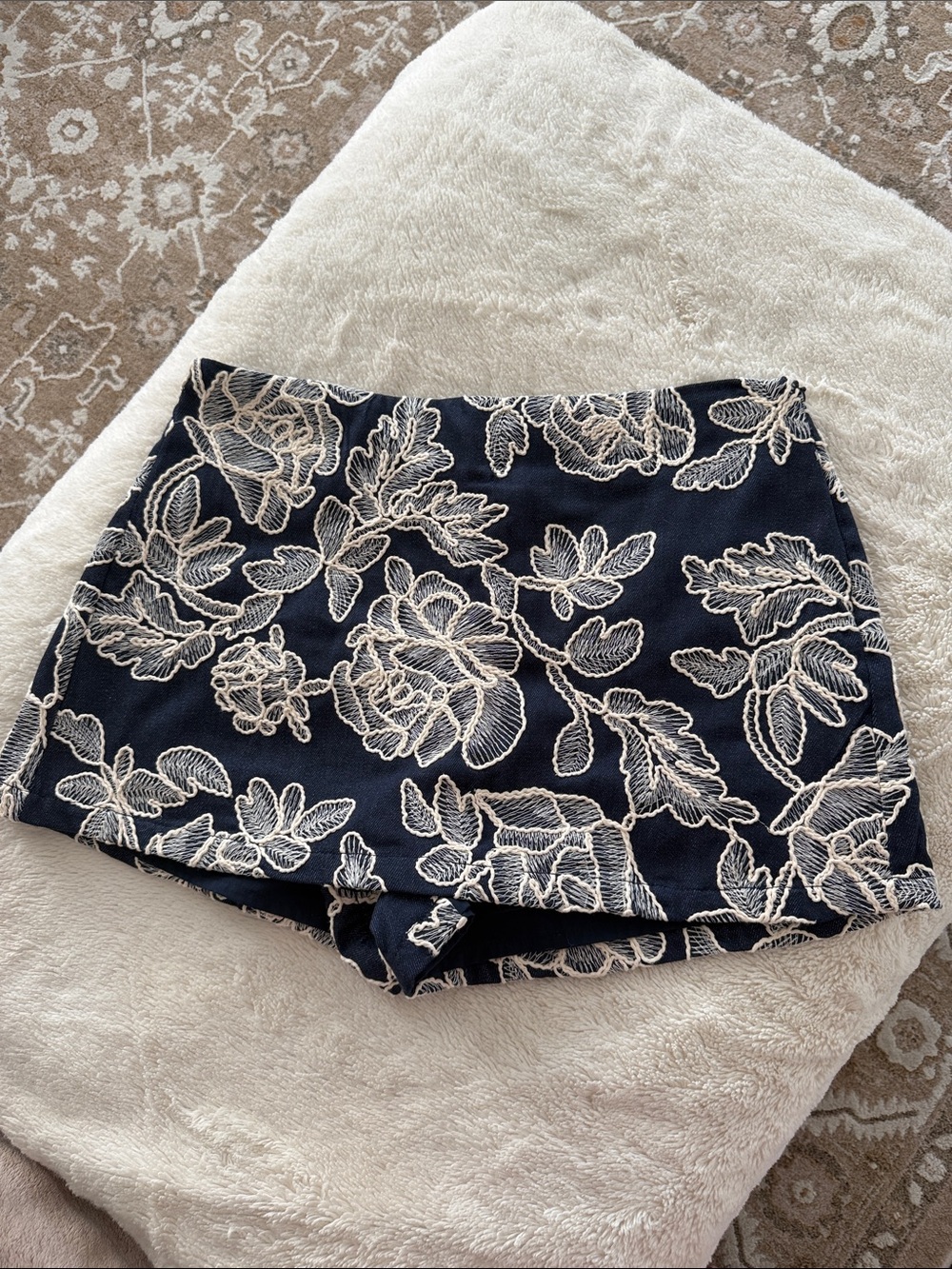 Floral Embroidered Skort